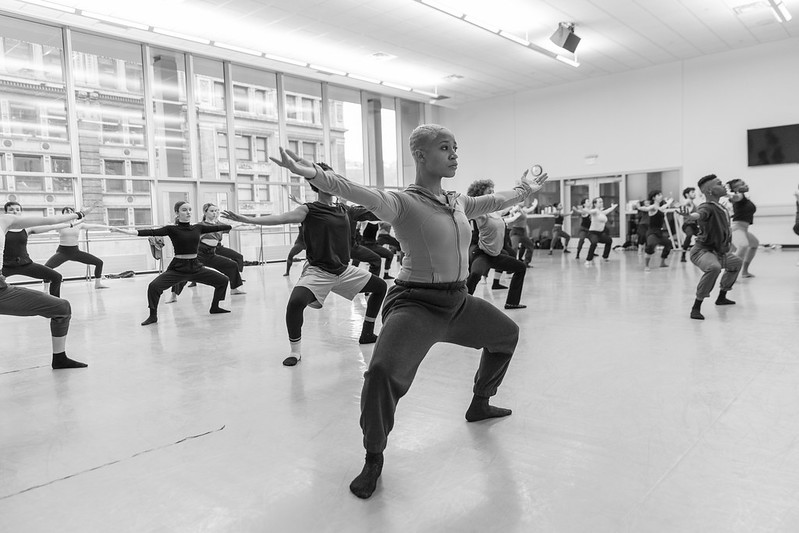 students participating in a guest artist dance class