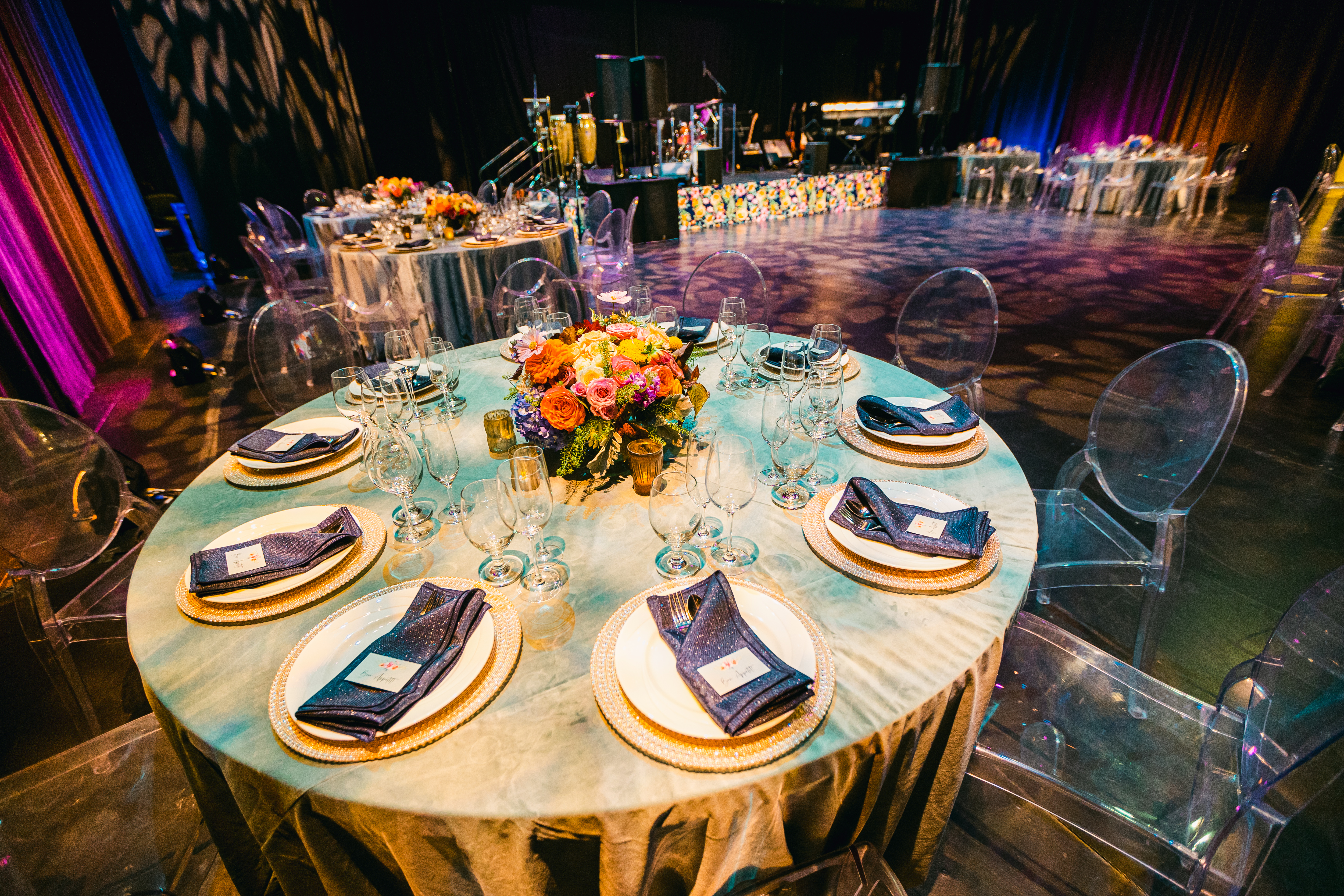 a colorful table setting