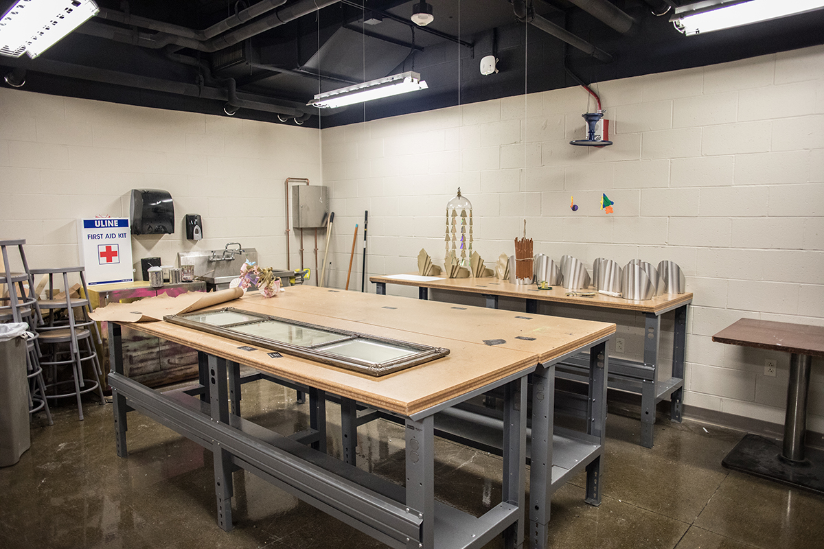 The scenic fabrication shop in the Pittsburgh Playhouse. Photo | John Altdorfer
