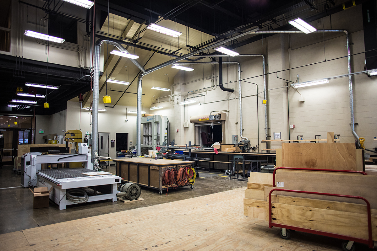 The scenic fabrication studio in the Pittsburgh Playhouse. Photo | Hannah Johnston